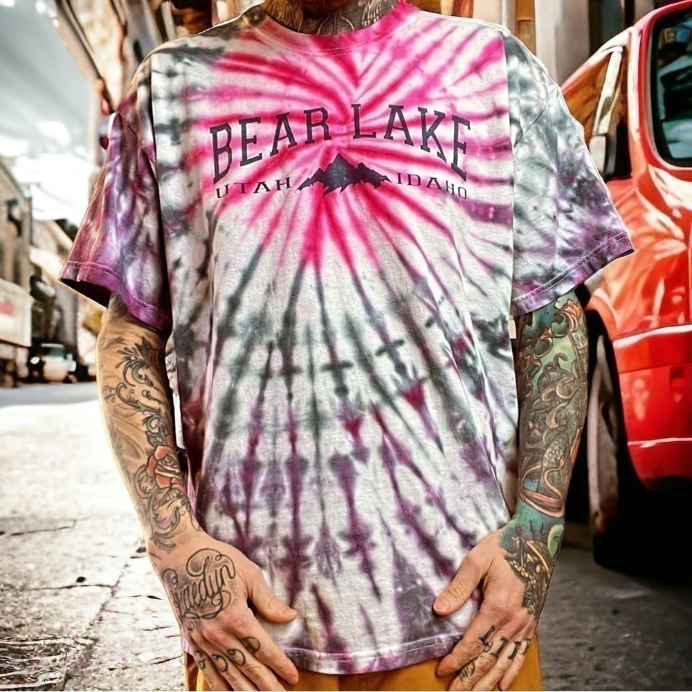 Custom handmade tourist tie dye t shirt dead head Utah Idaho bear lake XL gorp - Picture 1 of 6